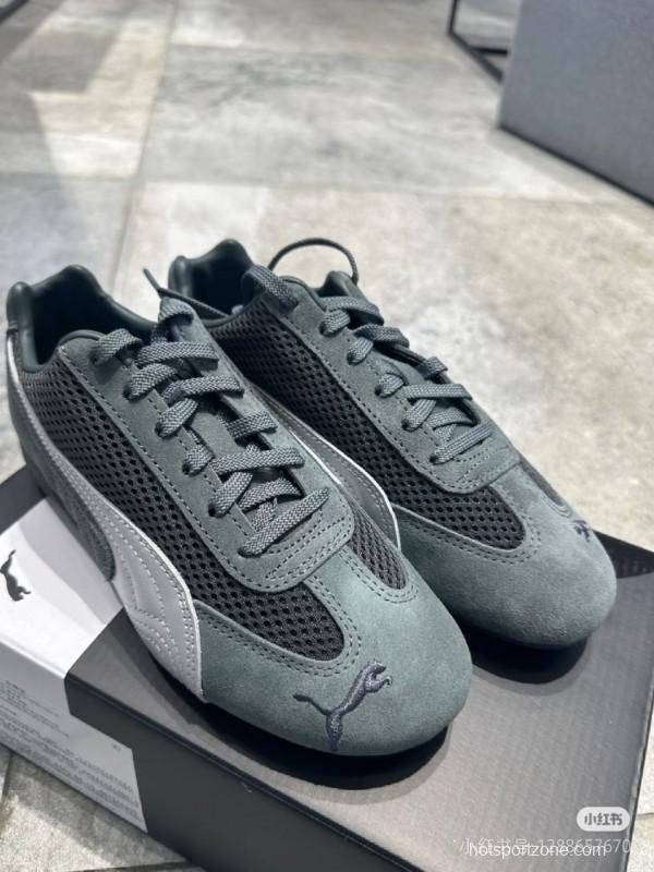 2025 Unisex Puma Cream Grey Suede Mesh Sneakers SPEEDCAT KFY00260