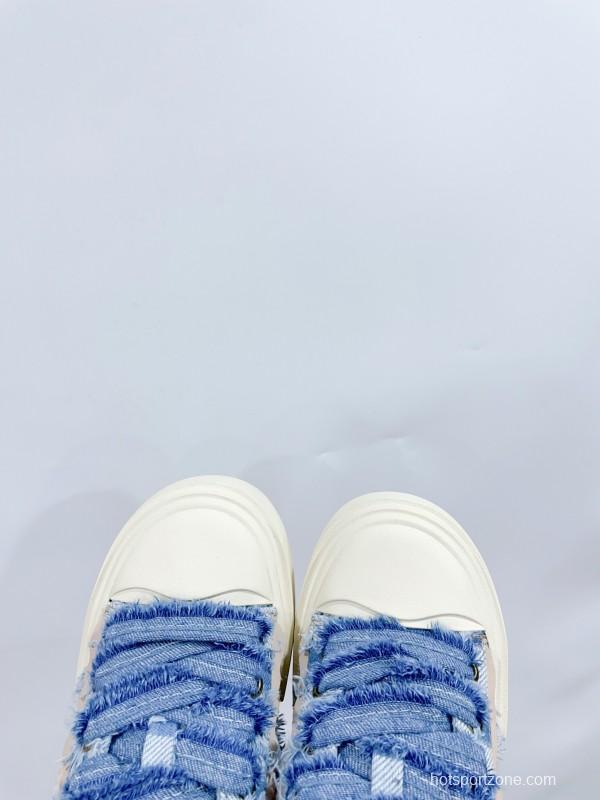 2025 Women 13DE MARZO Blue White Canvas Leather Casual Shoes Teddy Bear KFY00280