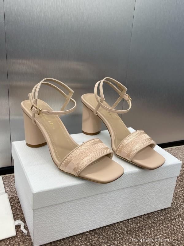 2025 Women Dior Beige Calfskin Heel Embroidery KFY00280