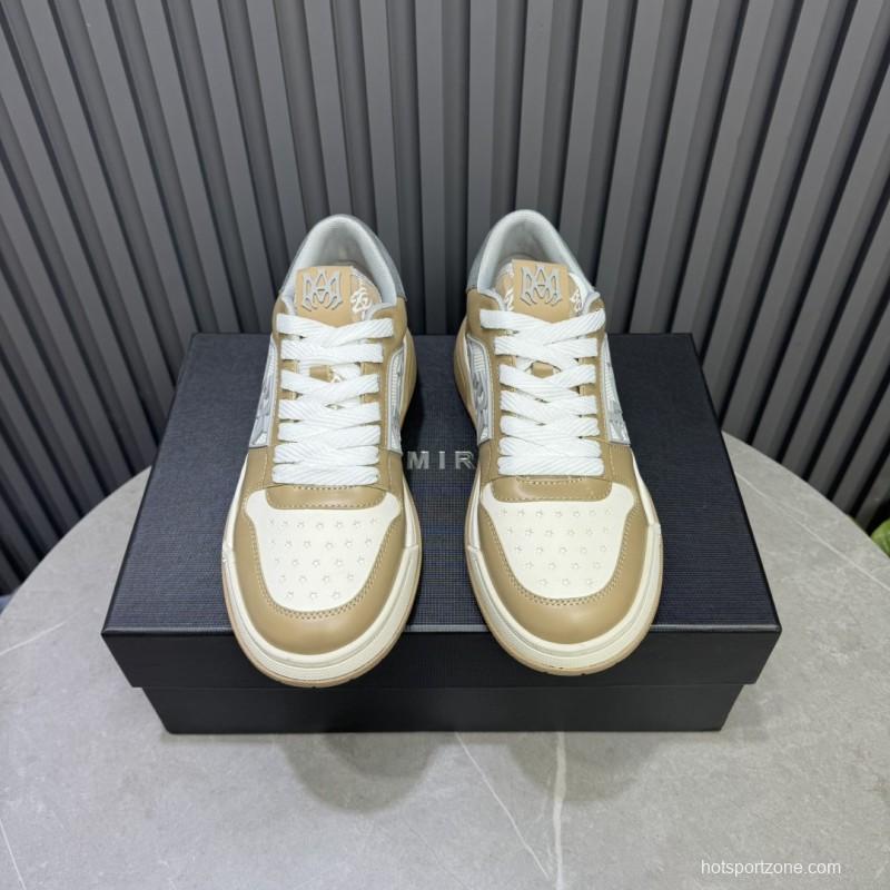 2025 Unisex Amiri Beige White Leather Sneakers MJ00360
