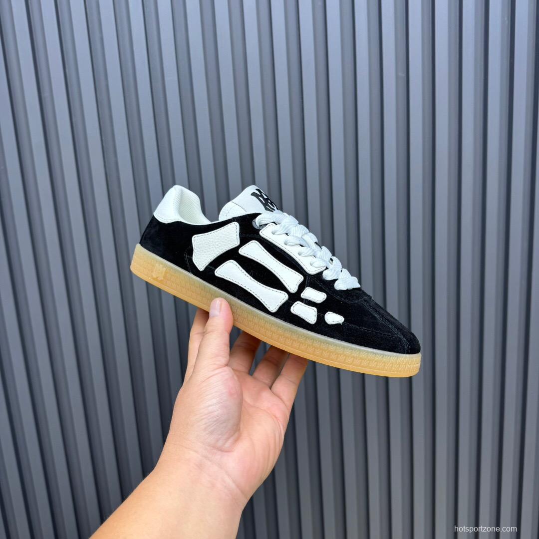 2025 Unisex Amiri Black White Leather Suede Sneakers Skeleton Design LY00280