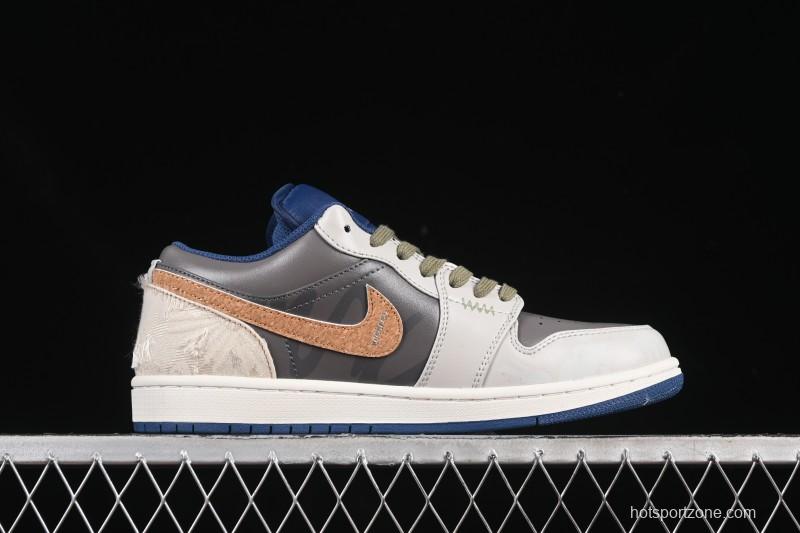 Nike Air Jordan 1 Low Retro Basketball Shoes Panda Mischief Pioneer Knight Brown Grey - 553558-414
