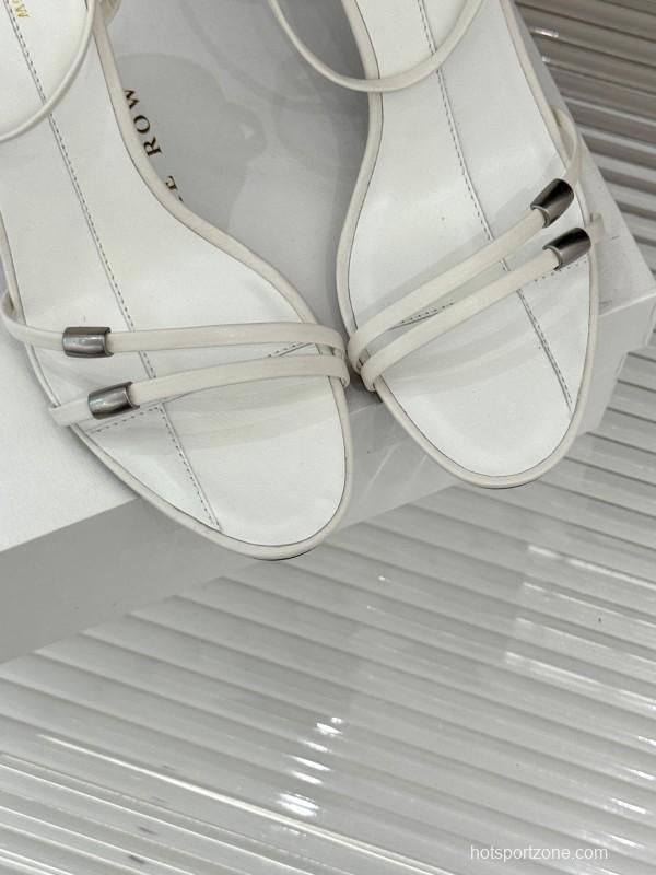 2025 Women Yves Saint Laurent White Leather High Heel Slingback KFY00270