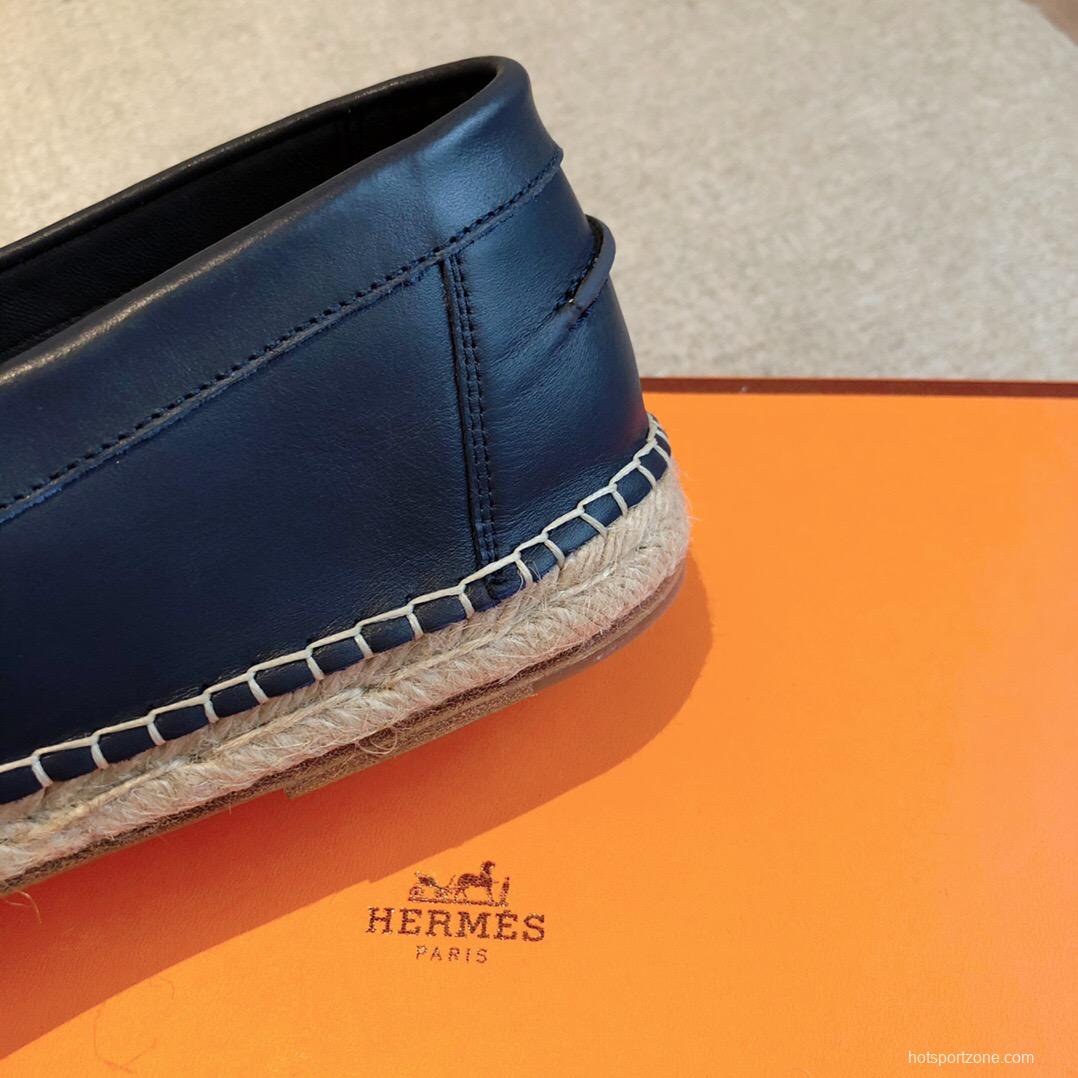 2025 Unisex Hermes Black Calfskin Loafers AS00380