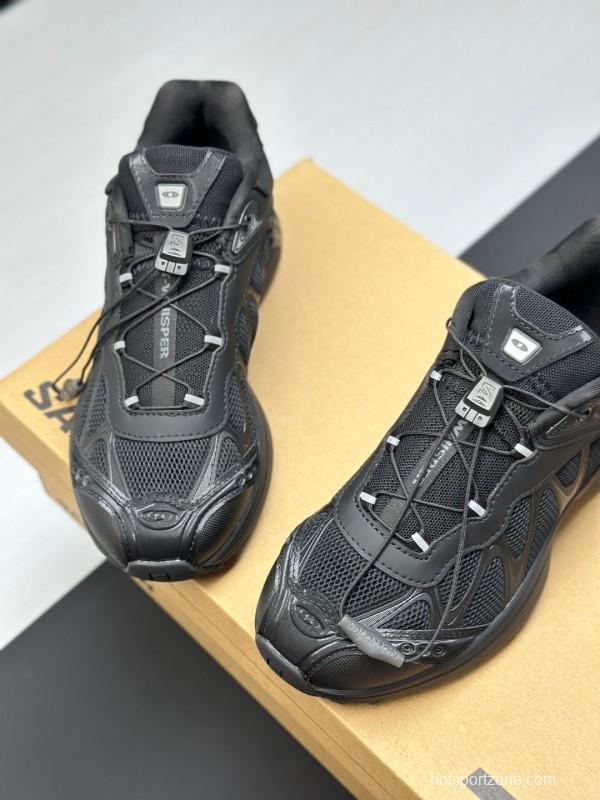2025 Unisex SALOMON Black Leather Mesh Sneakers AS00320