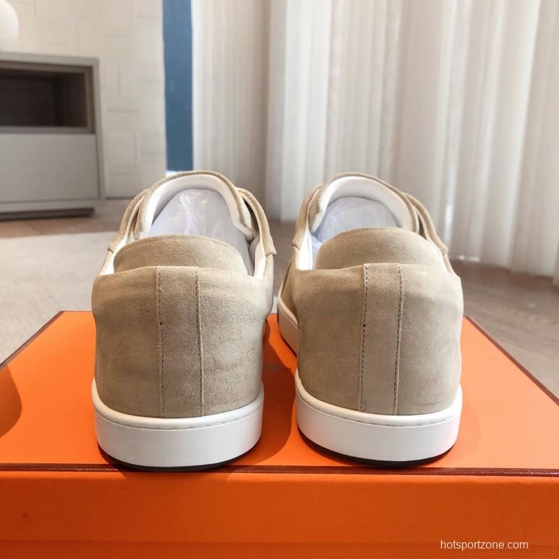 2025 Unisex H Beige White Suede Leather Sneakers AS00380