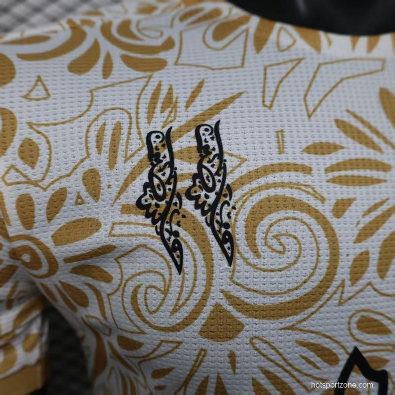 Player Version 25/26 FC Palestine White with Golden Floral Pattern Jersey