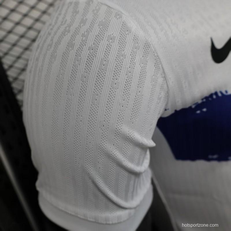 Player Version 25/26 Barcelona White with Blue and Red Brush Stroke Jersey