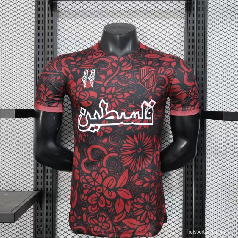 Player Version 25/26 FC Palestine Red with Traditional Floral Pattern Jersey