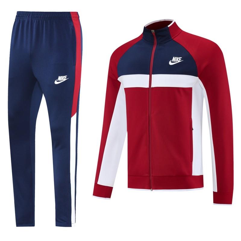 2025 Nike Navy/Red Full Hoodie Zipper Jacket +Long Pants