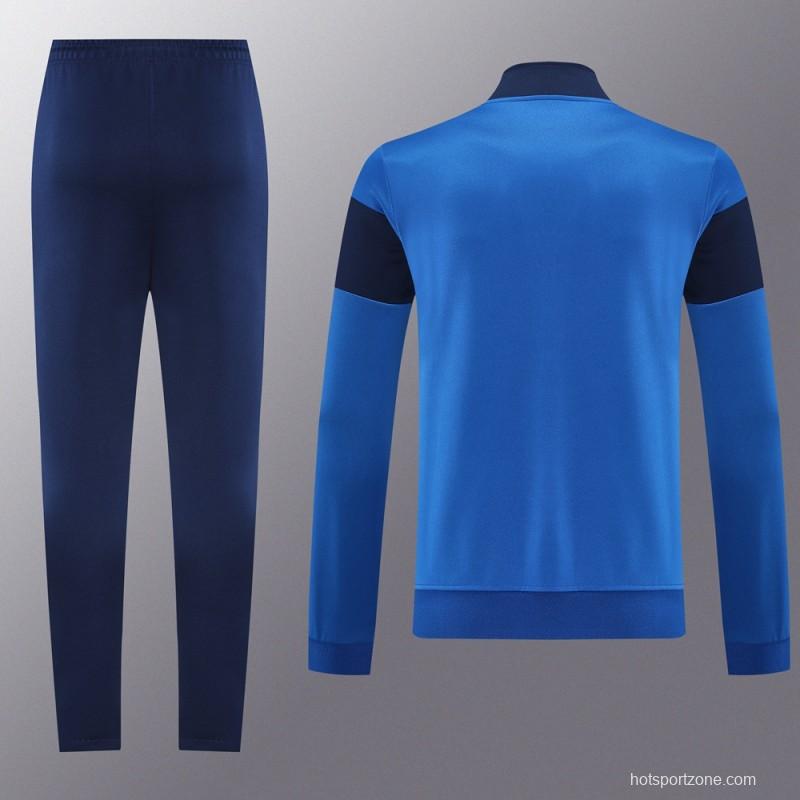 2025 Nike Blue/Black Full Hoodie Zipper Jacket +Long Pants