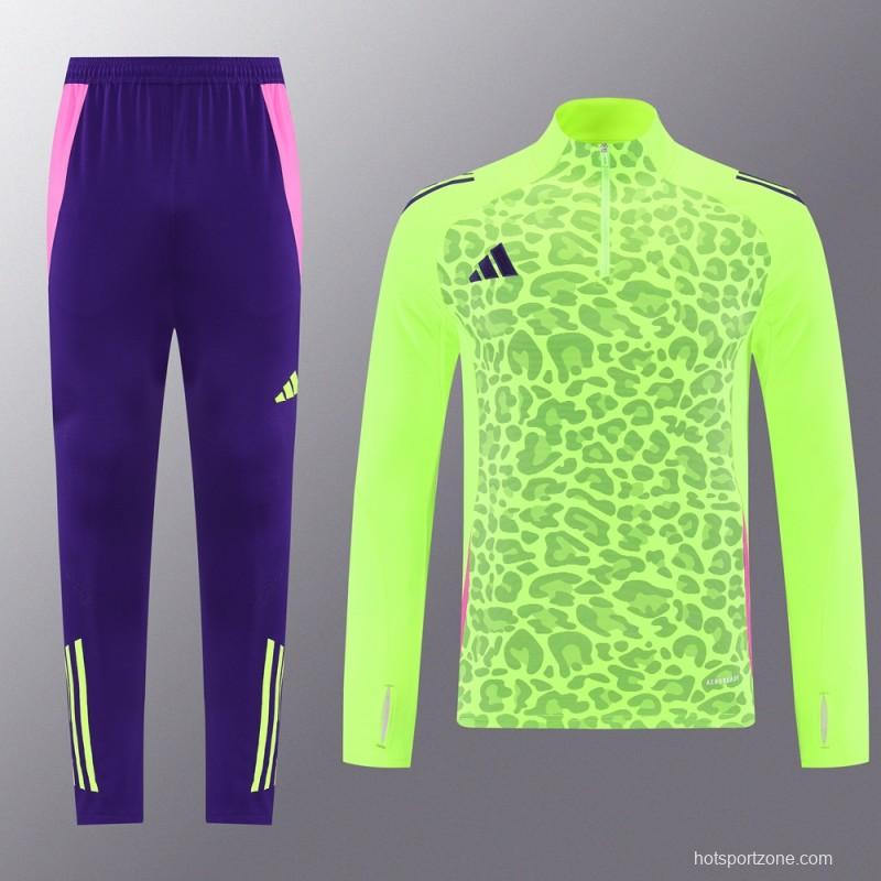 2025 Adidas Purple/Neon Green Half Zipper Jacket +Long Pants