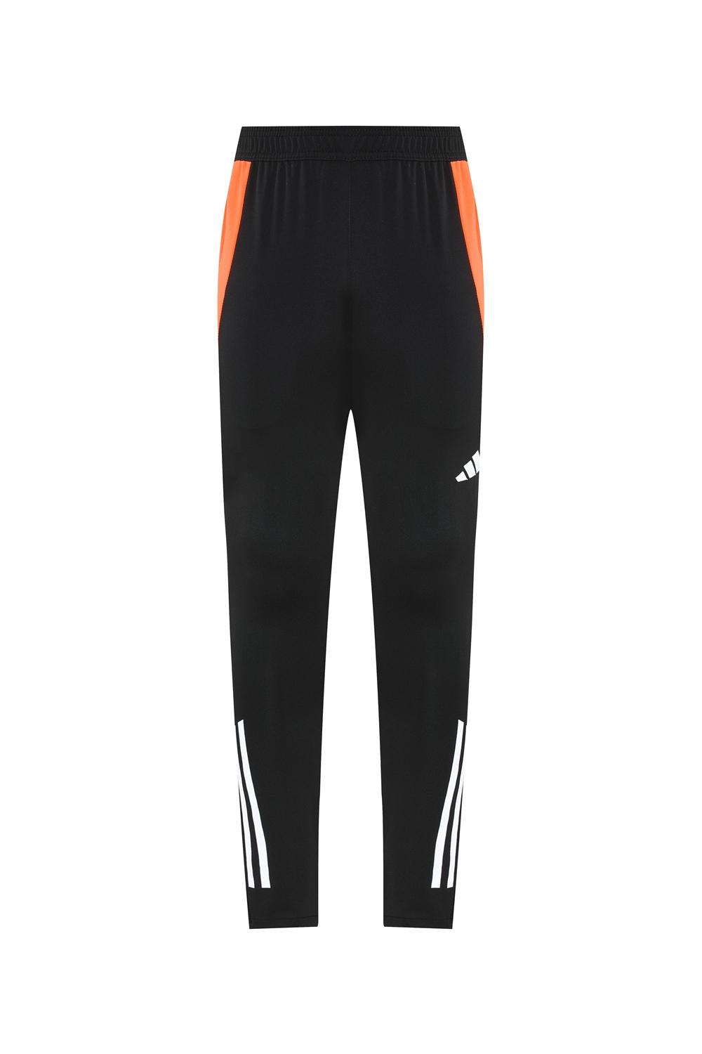 2025 Adidas Dark Grey & Black with Leopard Print Pattern and Orange Accents Half Zipper Jacket +Long Pants