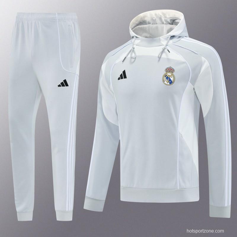 25/26 Real Madrid Hoodie Full Zipper Jacket + Long Pants
