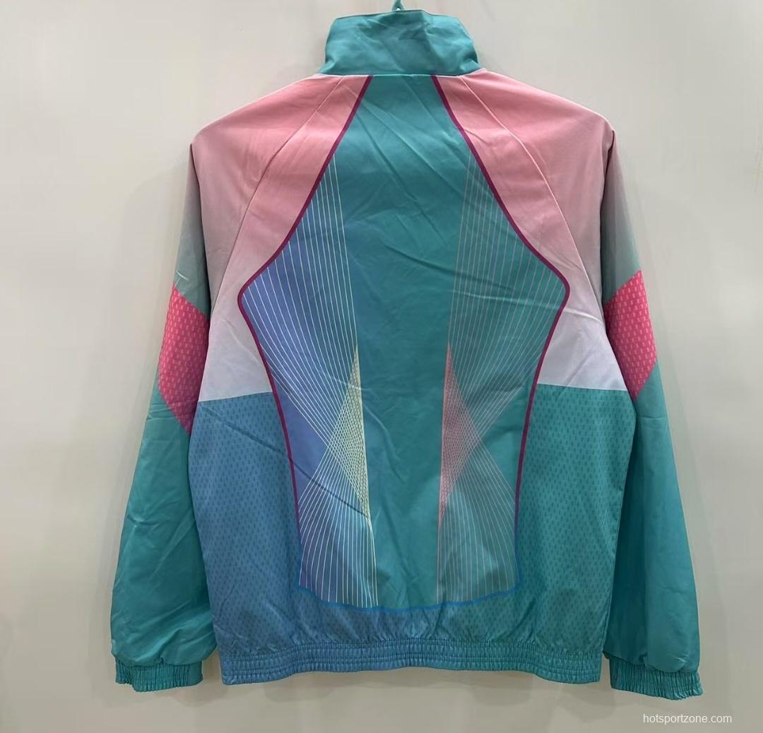 25/26 FC Barcelona Teal & Pink Training Windbreaker with Geometric Pattern