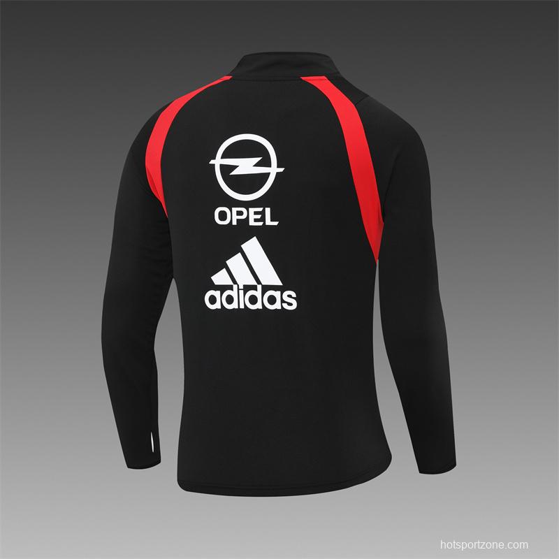 Retro 03/04 AC Milan Black Half Zipper Jacket+Long Pants