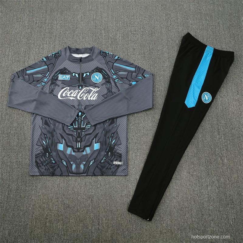 25/26 Napoli Black Grey Camouflage Half Zipper Jacket+Long Pants