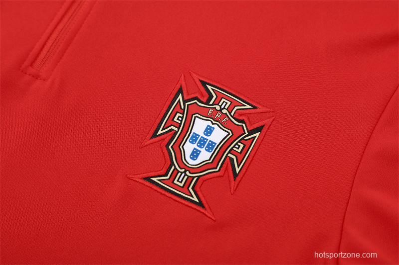 25/26 Portugal Red Half Zipper Jacket+Long Pants