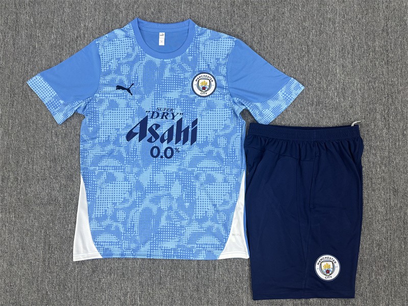 25/26 Kids Manchester City Light Blue Camouflage Short Sleeve+Soccer Shorts