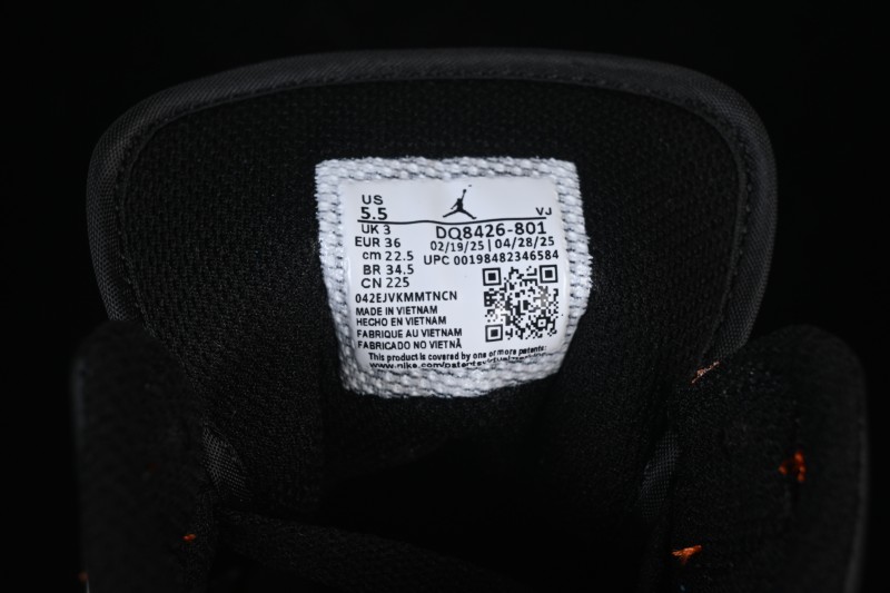 Nike Air Jordan 1 Mid AJ1 Mid-Top Casual Sneakers with Black White Orange Design - DQ8426-801