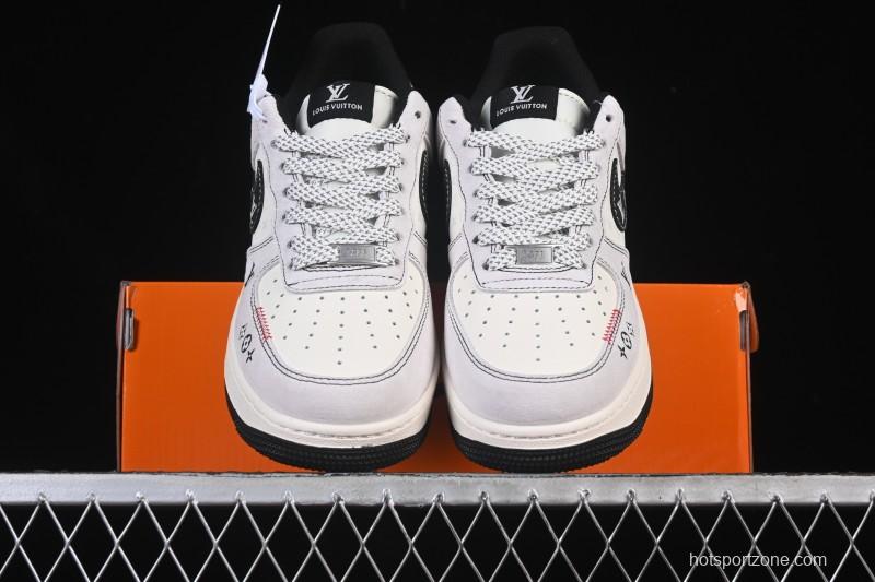 Nike Air Force 1 '07 Low LV Collaboration Black Swoosh Woven Label Casual Sneakers - CX5050-Y23