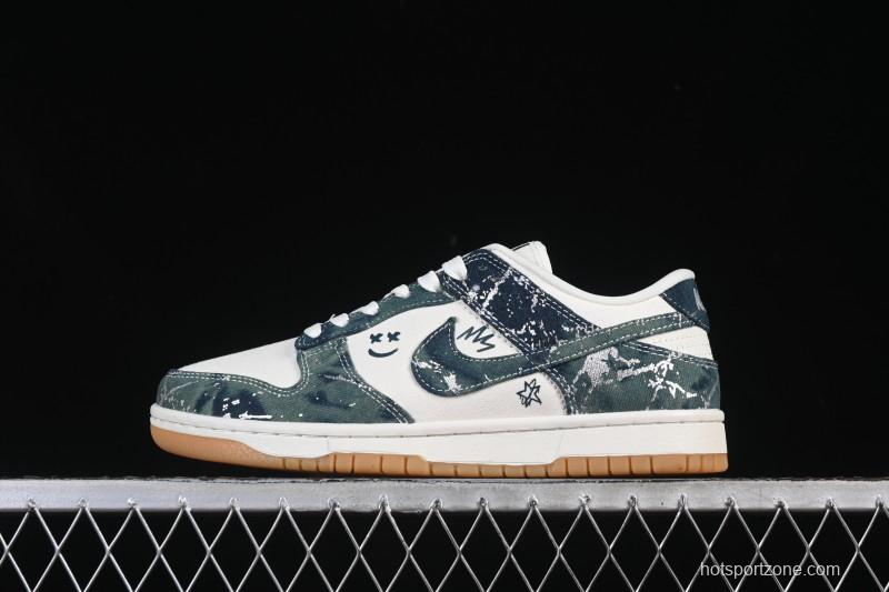 Nike SB Dunk Low Military Green Woven Custom Low-Top Casual Skate Shoes - SC0601-464
