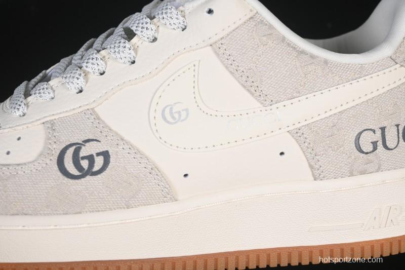 Nike Air Force 1 '07 Low Gucci Collaboration Smoke Grey Gum Low-Top Casual Sneakers - DK0188-084
