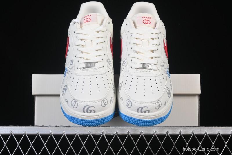 Nike Air Force 1'07 Low Gucci Collaboration White Red Blue Low-Top Casual Sneakers - SC0601-572