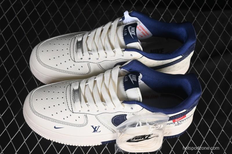 Nike Air Force 1 '07 Low LV Collaboration Print Light Blue Swoosh Casual Sneakers - MZ9588-817