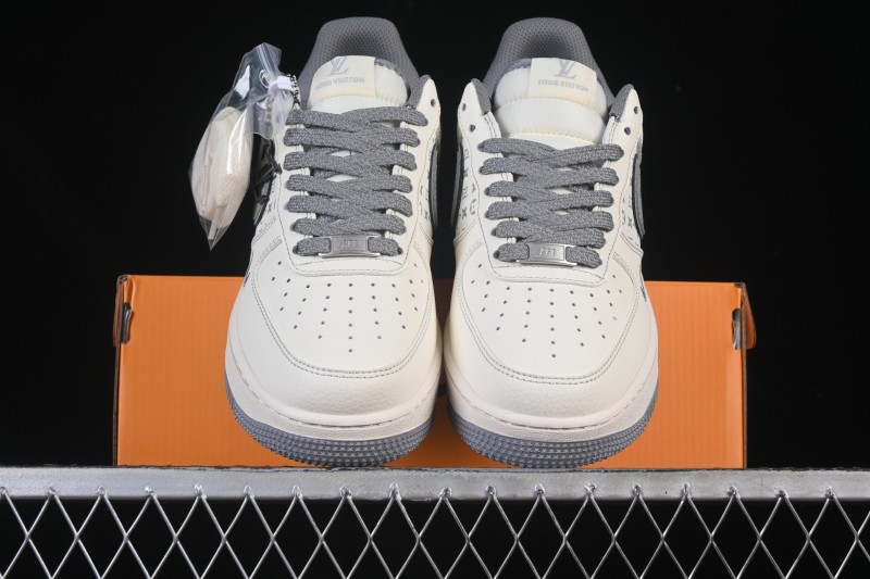 Nike Air Force 1 '07 Low LV Collaboration Printed Beige Swoosh Casual Low-Top Sneakers - HH7518-079