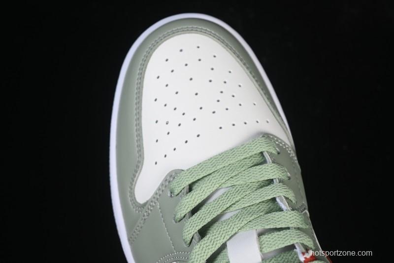 Nike Air Jordan 1 Low AJ1 White Green Red Low-top Casual Skate Shoes - 553558-133
