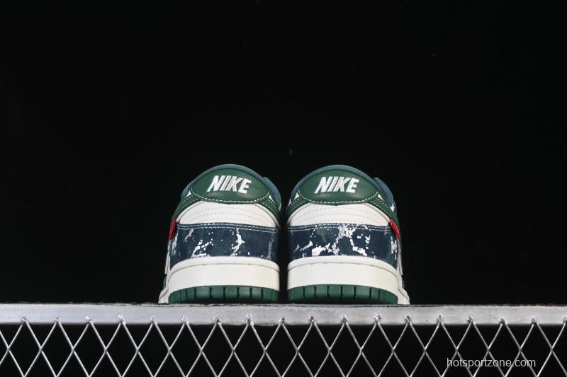 Nike SB Dunk Low BAPE Collaboration White Army Green Anniversary High-End Custom Low-Top Casual Skate Shoes - SC0601-465