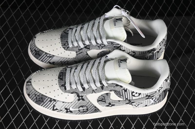 Nike Air Force 1 '07 Low LV Collaboration Gray Floral Canvas Casual Sneakers - DF0188-077
