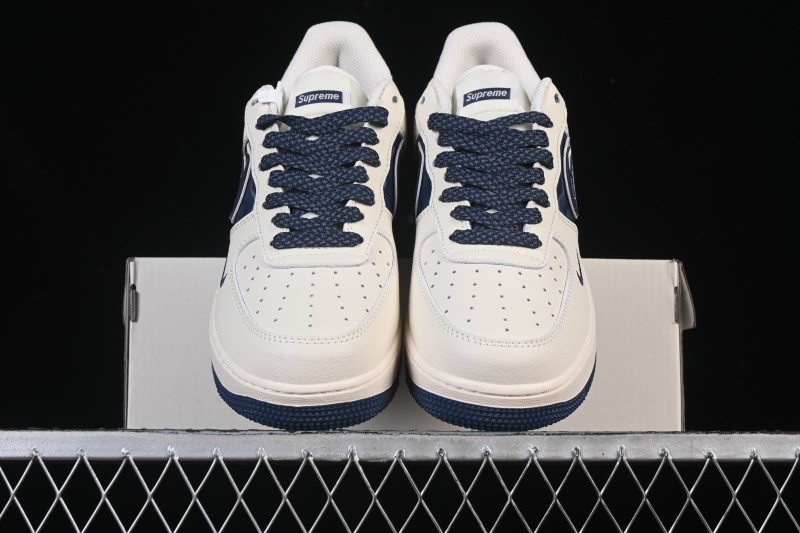 Nike Air Force 1'07 Low Supreme Co-branded Ripple Beige Blue Casual Skate Shoes - XY2025-001