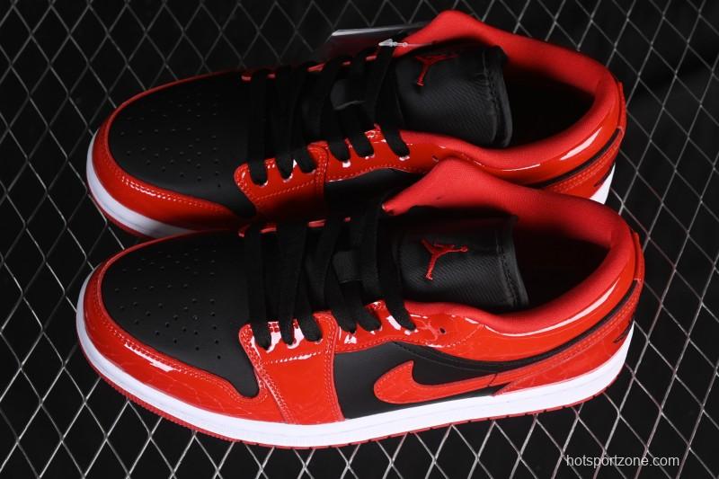Nike Air Jordan 1 Low AJ1 Patent Leather Black Red Low-Top Casual Sneakers HV4089-006