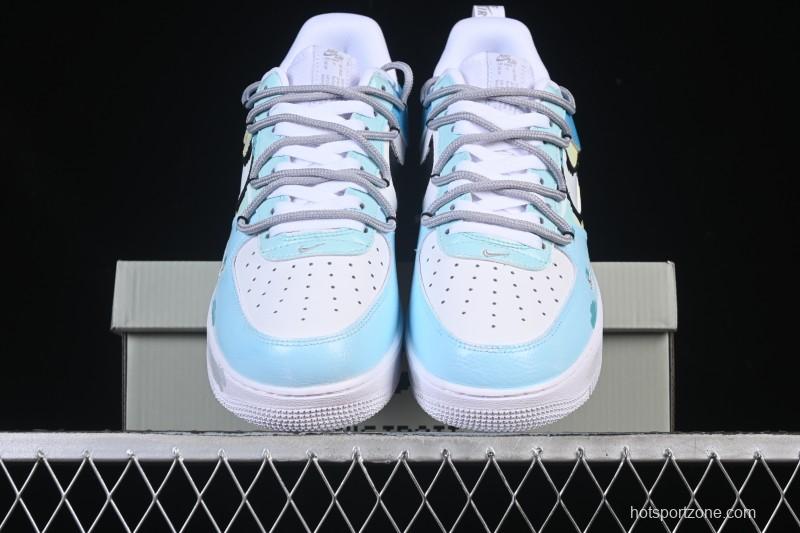Nike Air Force 1'07 Low Hand-drawn Graffiti Electric Blue Tone Casual Sneakers - FB8917-300