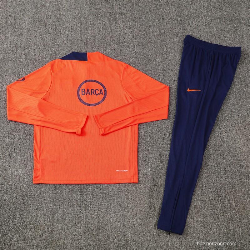 Player Version 25/26 Barcelona Orange T90 Half Zipper Jacket+Long Pants