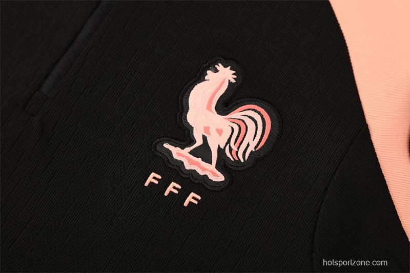 Player Version 25/26 France Black Half Zipper Jacket+Long Pants