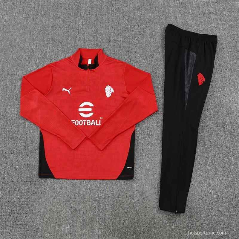 25/26 AC Milan Red Camouflage Half Zipper Jacket+Long Pants
