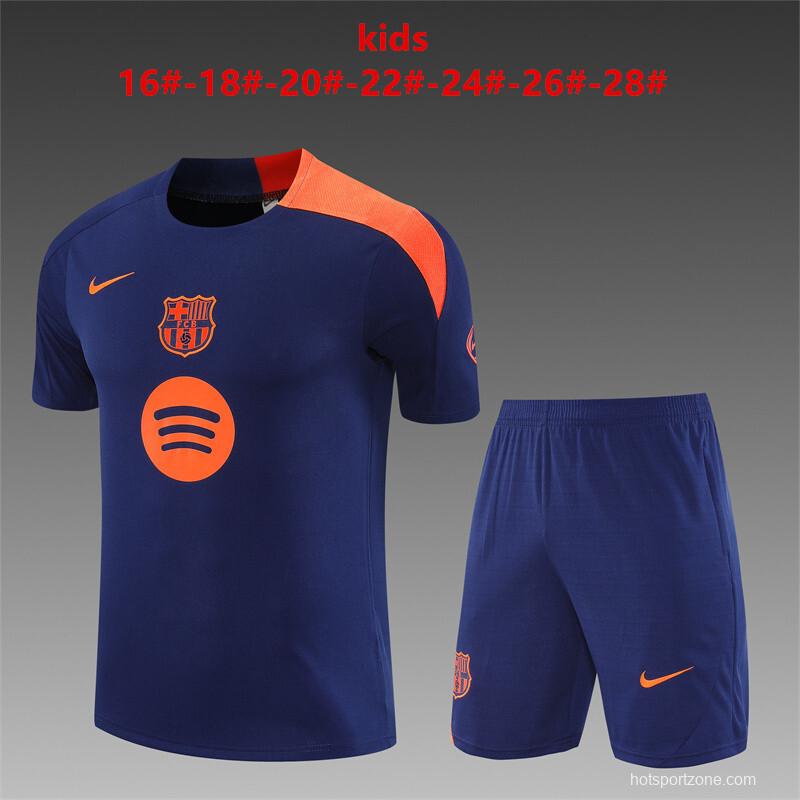 25/26 Kids Barcelona Royal Blue T90 Short Sleeve Jersey+Shorts