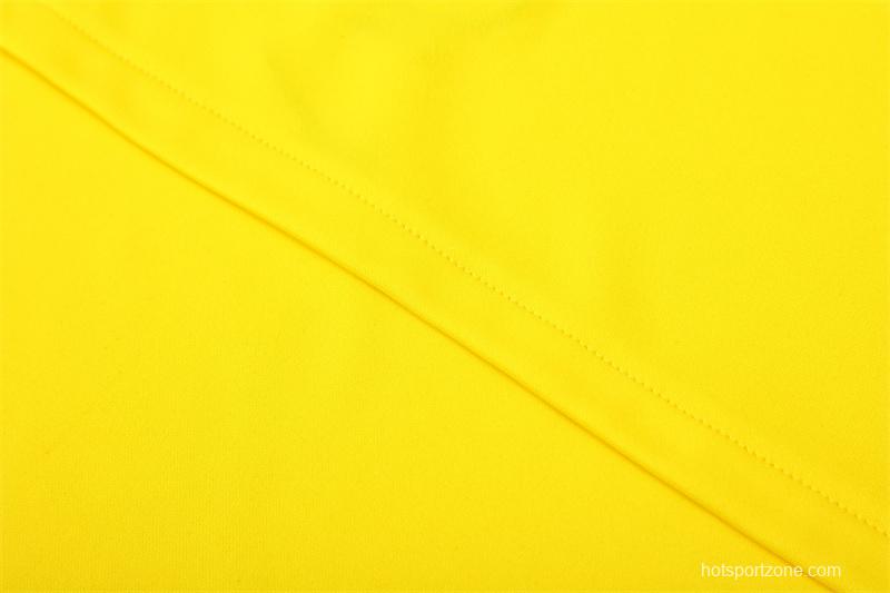 2002 Brazil Yellow Half Zipper Jacket+Long Pants