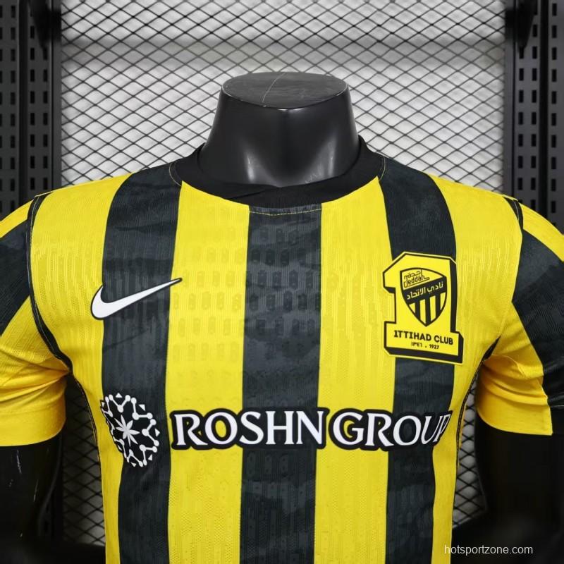 Player Version 25/26 Al Ittihad Home Jersey With New Sponsor