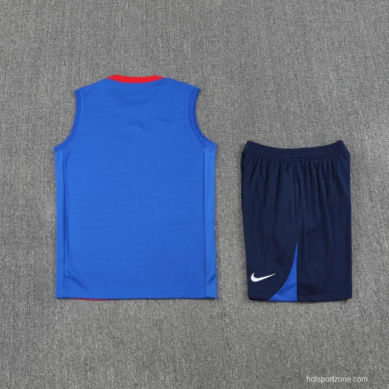 25/26 PSG Red/Blue Vest Jersey+Shorts