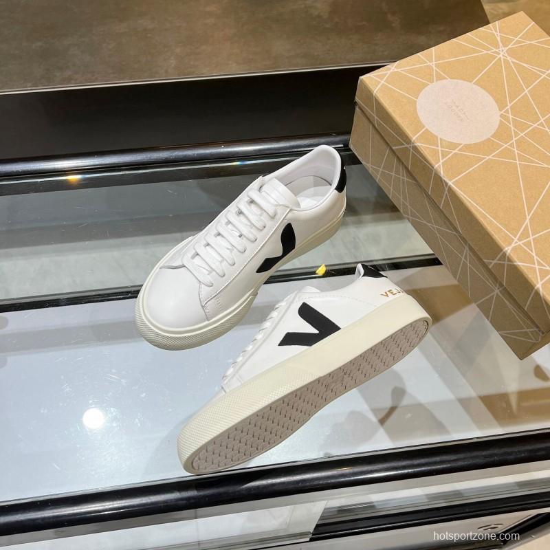 VEJA Classic White Sneakers V Logo Lace-Up Retro Flat Platform Casual Sports Shoes - LY00220/LY00230