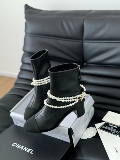 Chanel Pearl Collection Mary Jane Short Boots - LY00360