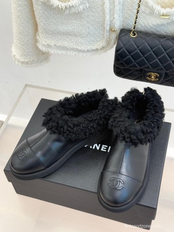 Chanel 2025/SS Double C Color-Block Shearling Snow Boots - KFY00270