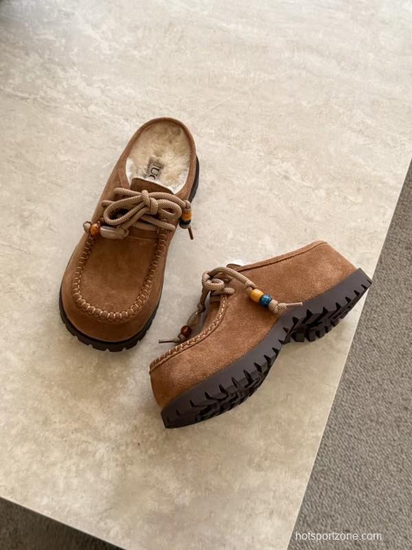 UGG Fall Winter New Potato Wool Slippers Retro Acrylic Buckle Design - KFY00250