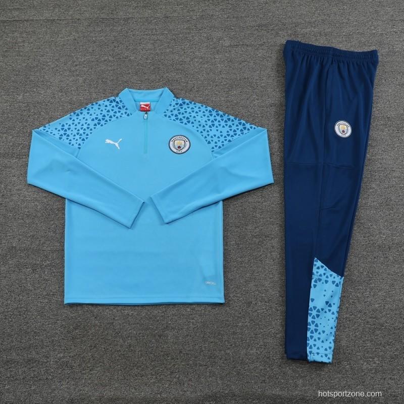 25/26  Manchester City Sky Blue Half Zipper Jacket+Long Pants