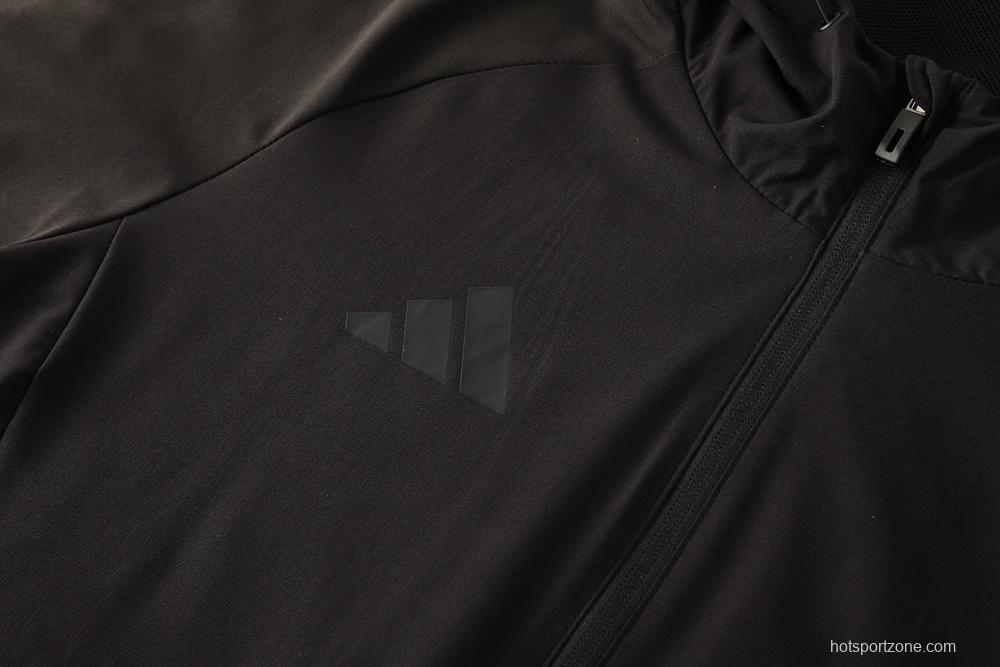 2025 Adidas Black Half Zipper Jacket+Long Pants S-2XL