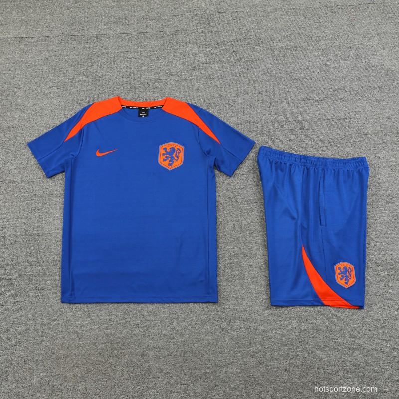 2025 Netherlands Blue Short Sleeve+Soccer Shorts